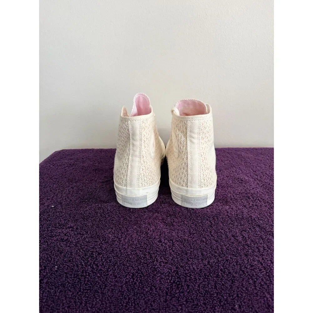 Converse Chuck 70 Hi Crochet Knit Sneakers Cream 9.5 Womens